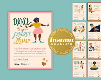 Self Care Cards - Printable Instant Download - with Encouraging Affirmations *Non-Valentine Version*