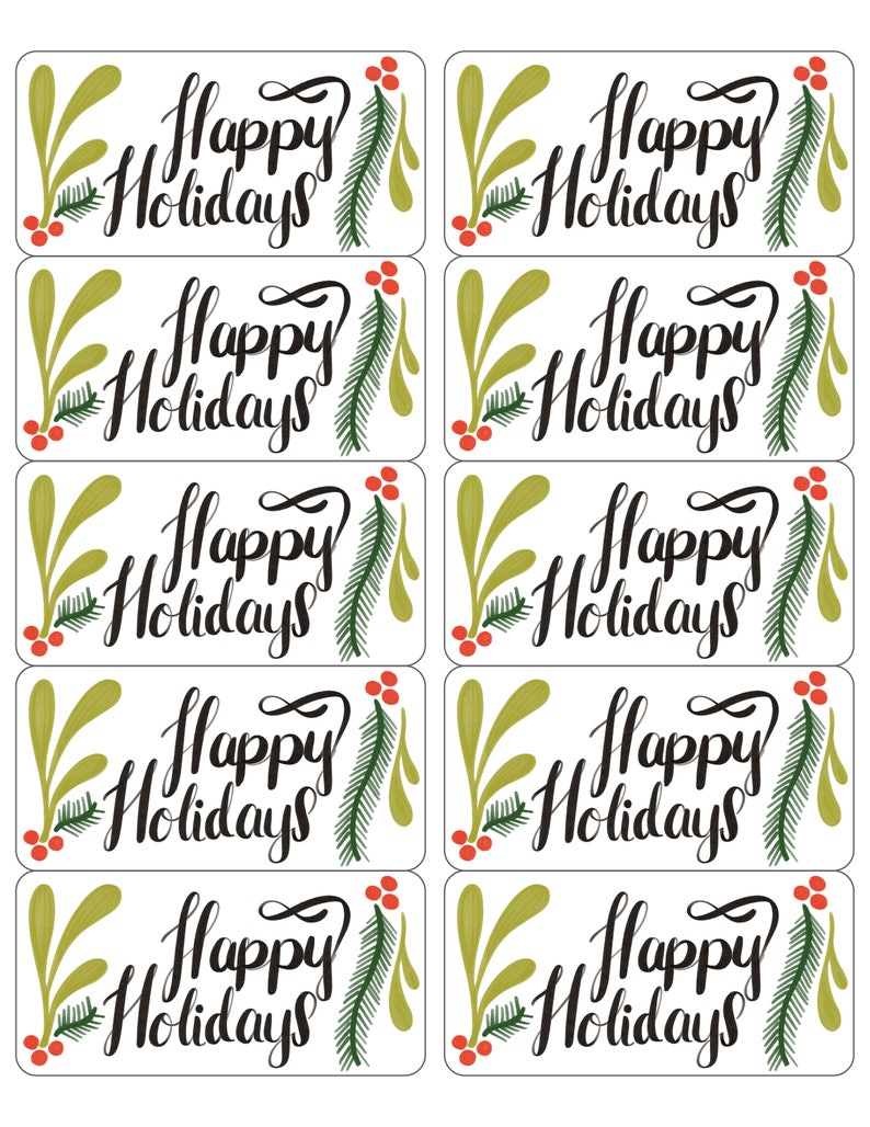 Merry Christmas and Happy Holidays Gift Labels Instant PDF Download image 7