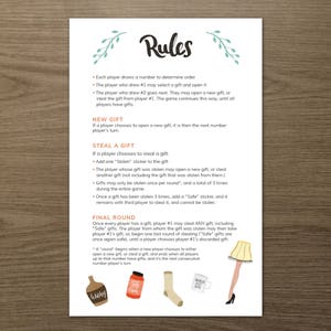 Gift Swap Rules Sheet for Holiday Gift Exchange, Yankee Swap or Dirty Santa - Editable, Instant Digital Download PDF