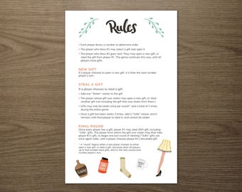 Gift Swap Rules Sheet for Holiday Gift Exchange, Yankee Swap or Dirty Santa - Editable, Instant Digital Download PDF