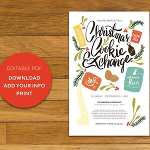 Christmas Cookie Exchange Invitation - Editable Instant Digital Download PDF