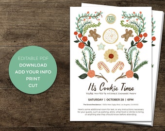 Cookie Exchange Invitation - Christmas - Instant Download - Digital Editable Printable PDF