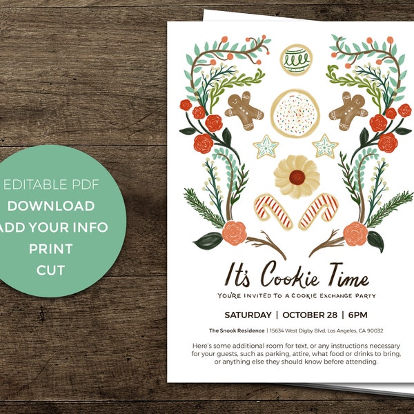 Cookie Exchange Invitation - Christmas - Instant Download - Digital Editable Printable PDF