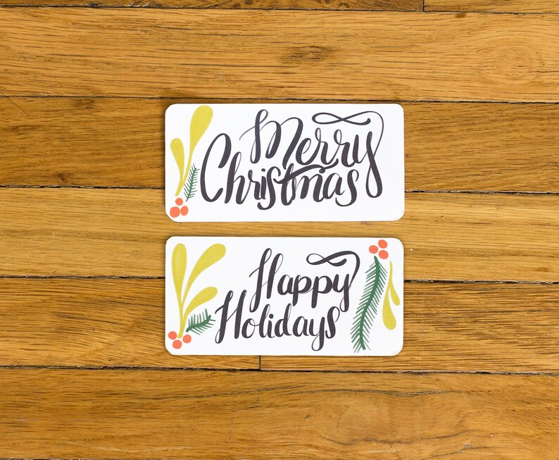 Merry Christmas and Happy Holidays Gift Labels Instant PDF Download image 1