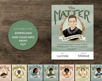 Feministische Ikone Karten für Valentines, Galentines und internationalen Womens Tag - druckbare sofortigen Download - mit Förderung Affirmationen
