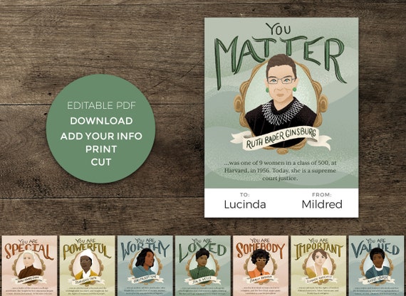 Feminist Icon Cards for Valentines, Galentines, and International Womens Day - Printable Instant Download - with Encouraging Affirmations