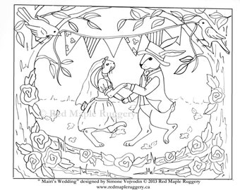 MAIRI mariage de Rug Hooking Pattern sur toile de lin