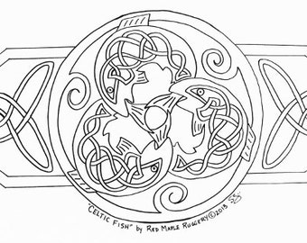 Celtic Fish Rug Hooking or Punch Needle Pattern