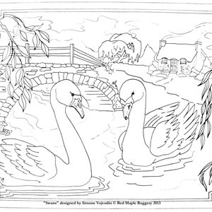 SWANS Rug Hooking / Punch Needle Pattern on Monks cloth