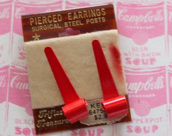 1980s Red Stud Earrings: Vintage Glam Fashion