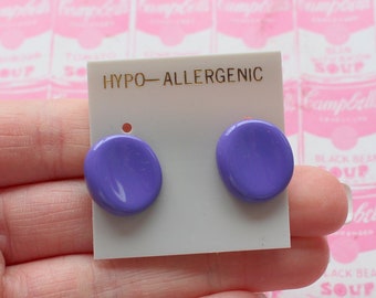 1980s PURPLE Stud Earrings....costume jewelry. 1980s glam. new on card vintage. killer 80s. rad. rocker. punk. indie. hipster. purple.