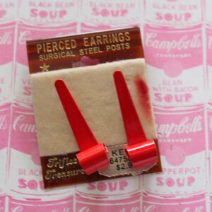 1980s Red Stud Earrings: Vintage Glam Fashion