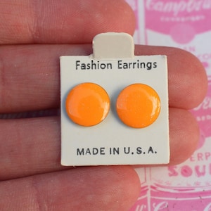 1980s Tangerine Orange Stud Earrings: Retro Kitsch USA Made