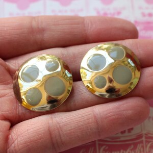 Vintage 80s Polka Dot Earrings: Golden Retro Mod Accessories