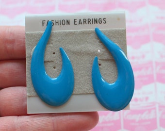 1980s Blue Dangle Earrings: New Old Stock Party Jewelry