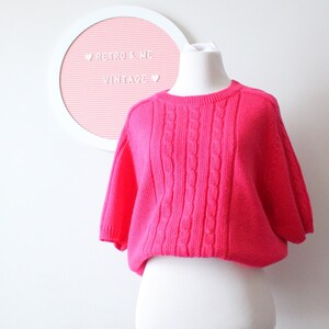 Vintage 80s Pink Knit Sweater: Ramie Cotton Blend, M/L