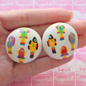 1980s Rainbow Fish Earrings: Kitsch Sea Life Jewelry