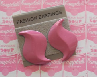 1980s Pink Metal Earrings: Retro Rocker Glam Studs
