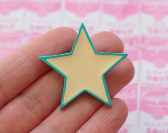 Vintage 80s Star Brooch: Retro Blue Costume Jewelry