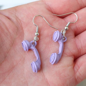 The Old TELEPHONE Earrings.....cute. costume. kitsch. retro. earrings. jewelry. kitschy charms. novelty. cute. kawaii. kooky. colorful