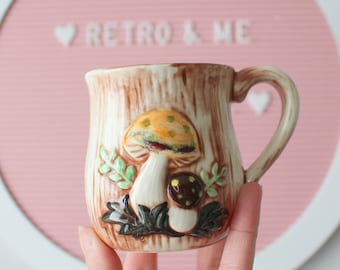 Mug champignon kitsch 1975 : décoration de cuisine rétro, fabriquée au Japon