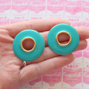 1980s Bright Blue Earrings......80s party. button. costume. 1980s glam. wedding killer 80s. rad. wedding. indie. hipster. blue. boho. hippie