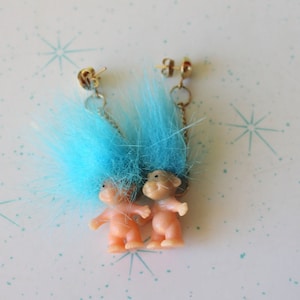 1980s Vintage Troll Doll Earrings: Kitsch Retro Jewelry