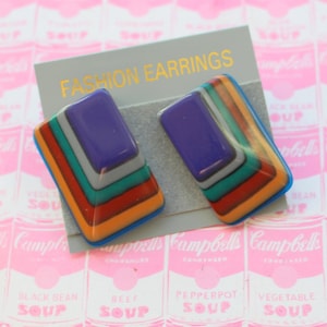 1980s Rainbow Stud Earrings: Vintage Kitsch Costume Jewelry