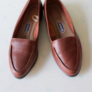 1980s Brown Leather Loafers - Size 7.5 Womens - Vintage Oxfords
