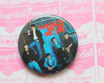 1990s NEW KIDS on the BLOCK Button Pin Back....retro. jordan and jonathan knight. joey. donnie. danny. teens. pop music. band. 90s music.