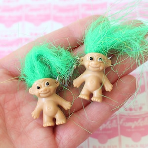 Vintage Troll Doll Earrings: 1980s-90s Kitsch Collectible