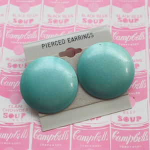 1980s Shimmer BLUE Nos Studs....pierced ears. retro. 80s accessories. hipster. costume. rad. blue earrings. striped. mod. nautical. wedding.