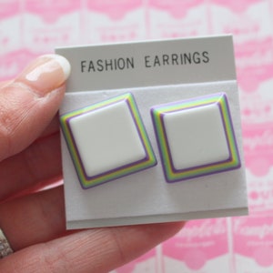 1980s Rainbow Stud Earrings: Vintage Kitsch Costume Jewelry