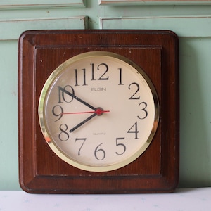 1980s Vintage Wooden Elgin Wall Clock - Retro Home Decor (12x12)