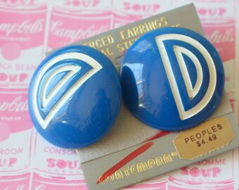 1980s BLUE Round Earrings...costume. 1980s glam. sexy. killer 80s. rad. rocker. punk. indie. hipster. round. electric blue. pretty