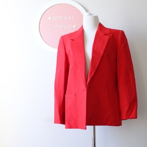 1980s Vintage Cherry Red Cotton Blazer - XL Unisex Jacket