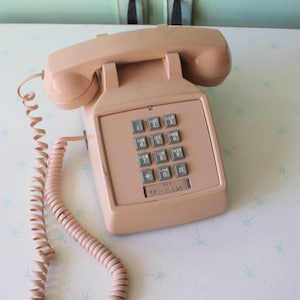 Vintage Beige Rotary Telephone: 1970s Retro Decor