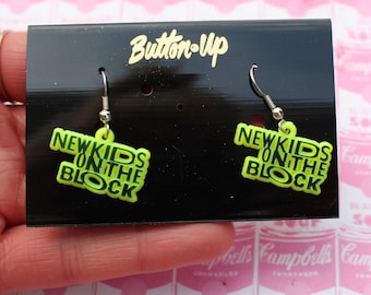 1990s NEW KIDS on the BLOCK Earrings....retro. jordan and jonathan knight. joey. donnie. danny. teens. pop music. band. 90s music.