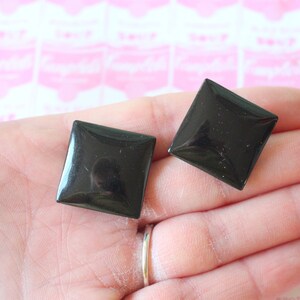 1980s Black Square Stud Earrings: Vintage Goth Glam