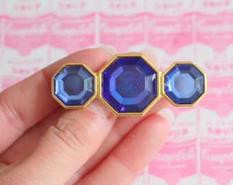 Vintage 1980s Blue Jewel Hair Barrette