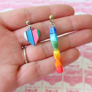 1970s Rainbow Stud Earrings: Vintage Kitsch Plastic Jewelry