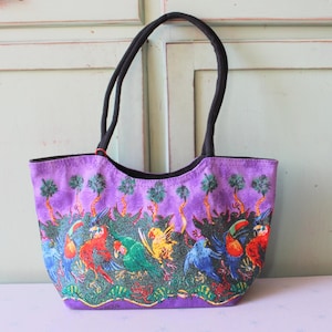 Vintage Parrot Bird Rainbow Purse..retro. retro. folk. palm tree. 1980s. bird. hipster. mod. kawaii. tropical. tote. bag. sea. ocean. clutch