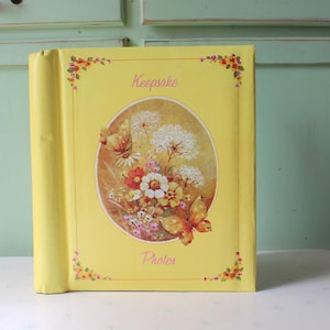 1970s Atomic Groovy Keepsake Retro Picture Album Book......novelty. butterfly. gift. yellow. vinyl. 70s gifts. photo album. hippie. flower