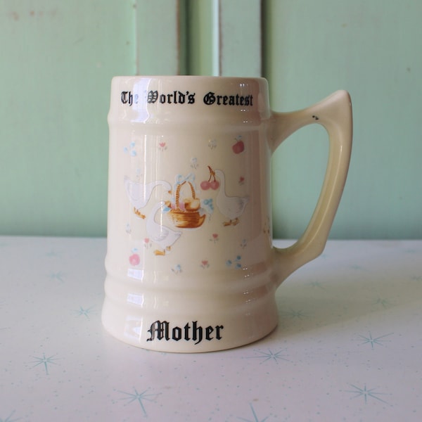 Vintage Worlds Greatest MOTHER Duck Country Bird Coffee Mug....tea. drink. retro housewares. mothers day. 1 mom. for her. kitschy. birthday