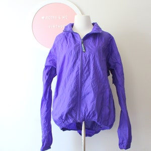 1980s Purple Nylon Hipster Jacket - Unisex Sporty Retro Windbreaker