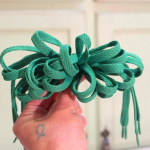 1980s Green Shoe Lace Hair Bow Barrette - Retro Costume Accessory