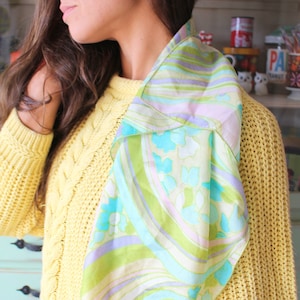 Vintage 60s Geometric Scarf: Groovy Mod Head Neck Scarf