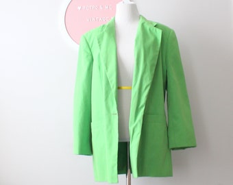 80s  Lime Green Blazer - Retro Mod Jacket (Large)