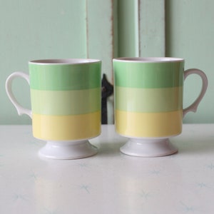 Retro Coffee Mugs: Atomic Geometric Set of 2, 1960s Mod Kitchen