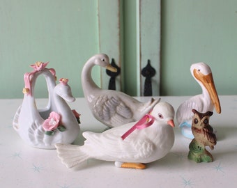 ヴィンテージ アヒル/鳥の置物 陶器製 長い尖ったくちばし 珍しい 非常